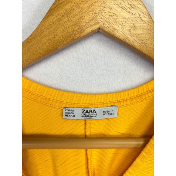 ZARA Women Textured Yellow Long Sleeve Oversized Tunic Top Shirt Size M - Picture 2 of 9